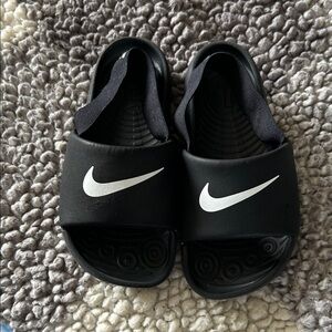 Nike Black Kids Slide Sandals with White Swoosh